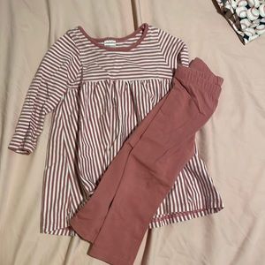 H&M matching set.  Size 9-12 months.  Pink stripe with matching leggings
